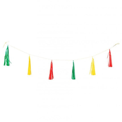 Tassel Guirlande Rood Geel groen 2,25m