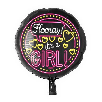 Geboorte Helium Ballon It's a Girl Neon 46cm leeg