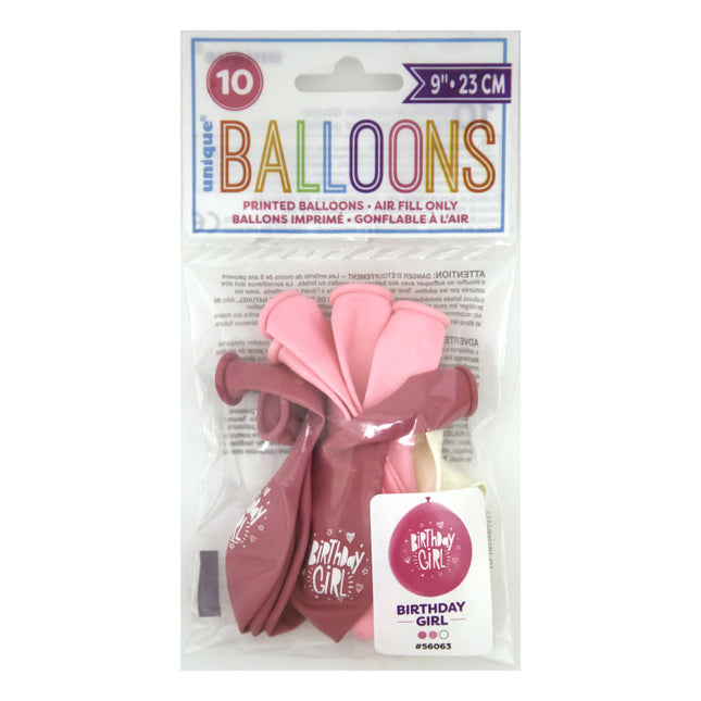 Ballonnen Birthday Girl 28cm 10st