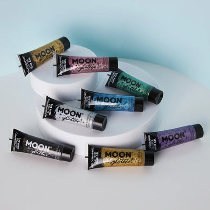 Moon Glitter Holographic Glitter Hair Gel Silver 20ml