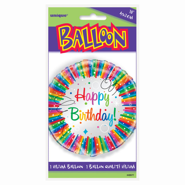 Helium Ballon Happy Birthday Linten Regenboog 45cm leeg