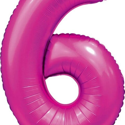 Fuchsia Cijfer Ballon 6 Jaar Glans 86cm