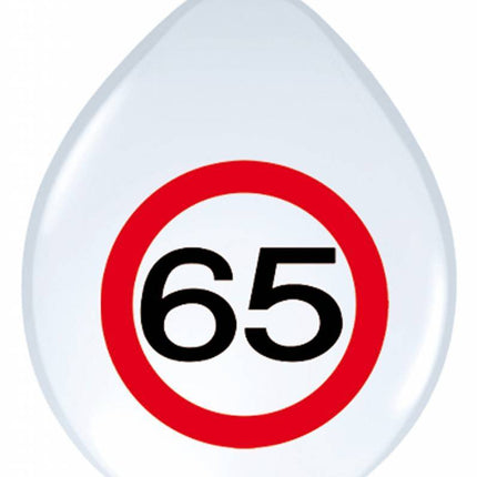 Ballonnen 65 Jaar Verkeersbord 30cm 8st