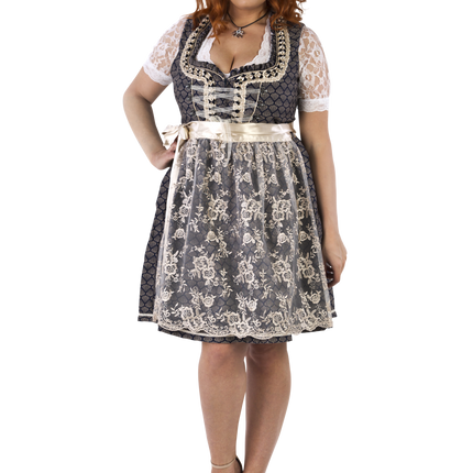 Blauw Wit Creme Dirndl Jurk Oktoberfest Dames 2 Delig