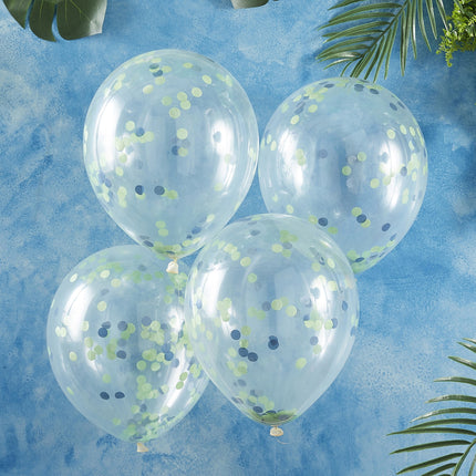 Confetti Ballonnen Blauw/Groen 30cm 5st