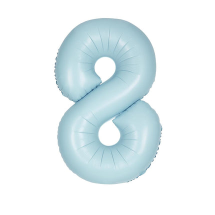 Blauwe Cijfer Ballon 8 Jaar Matte 86cm