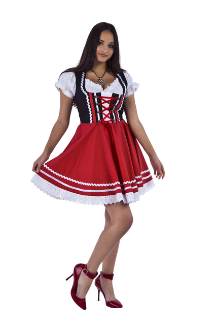 Oktoberfest Dirndl Jurk Oktoberfest Rood Wit Dames 2 Delig