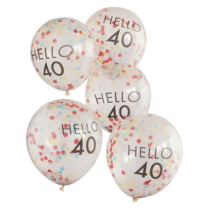 Doorzichtige Confetti Ballonnen 40 Jaar 30cm 5st