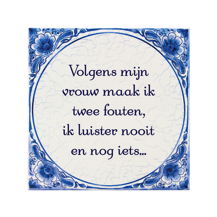 Tegels delfts blauw Twee fouten 15cm