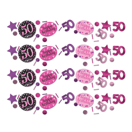 Tafelconfetti 50 Jaar Happy Birthday Roze 34gr