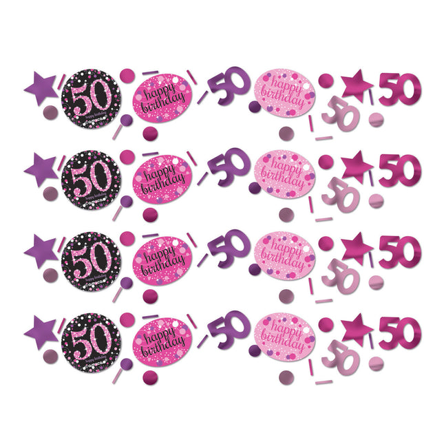 Tafelconfetti 50 Jaar Happy Birthday Roze 34gr