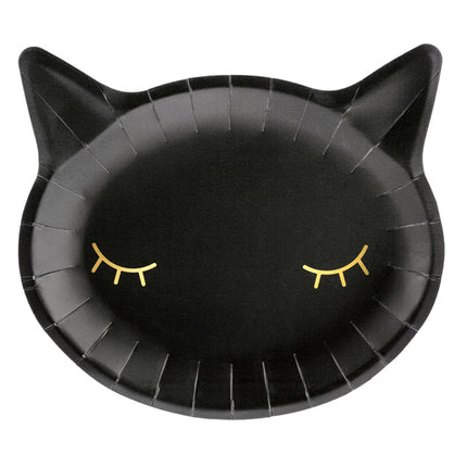 Halloween Borden Zwarte Kat 22cm 6st