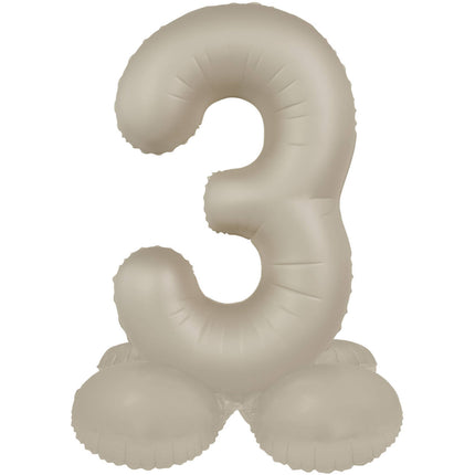 3 Jaar Cijfer Ballon Nude Mat 72cm