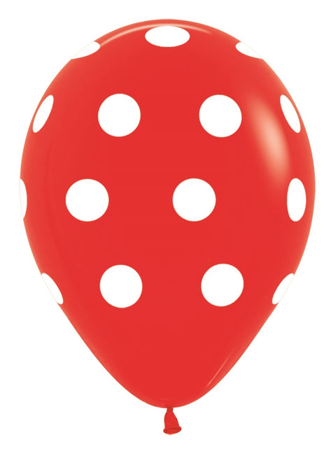 Ballonnen Polka Dots Red 30cm 25st