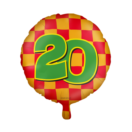 Helium Ballon 20 Jaar Gekleurd Leeg 46cm