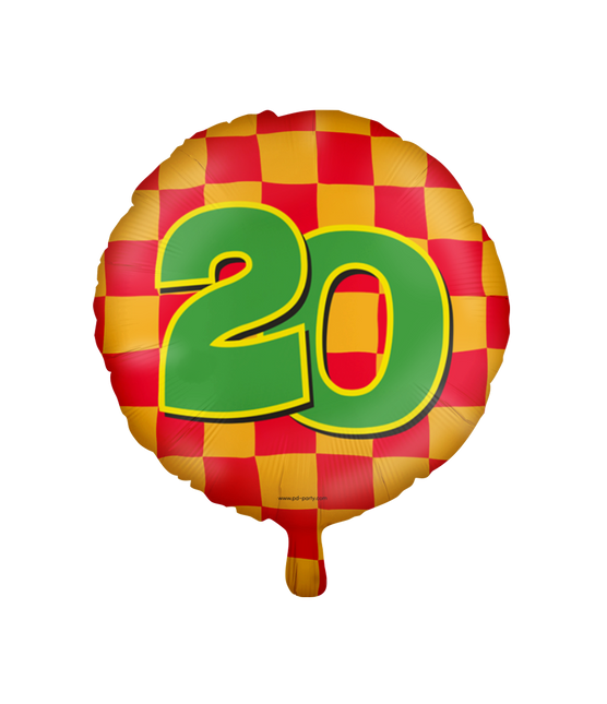 Helium Ballon 20 Jaar Gekleurd Leeg 46cm