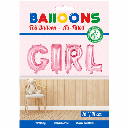 Ballonnen Letter Set Girl Roze 41cm