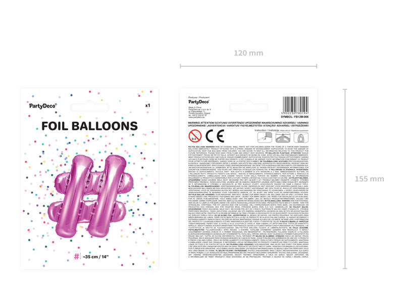 Folie Ballon Letter # Roze Leeg 35cm