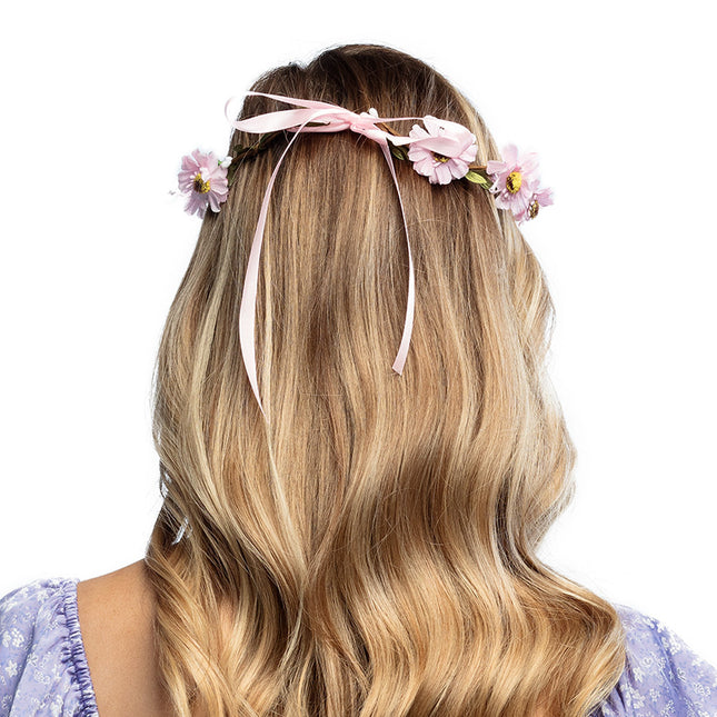 Bloemen Haarband Roze Deluxe