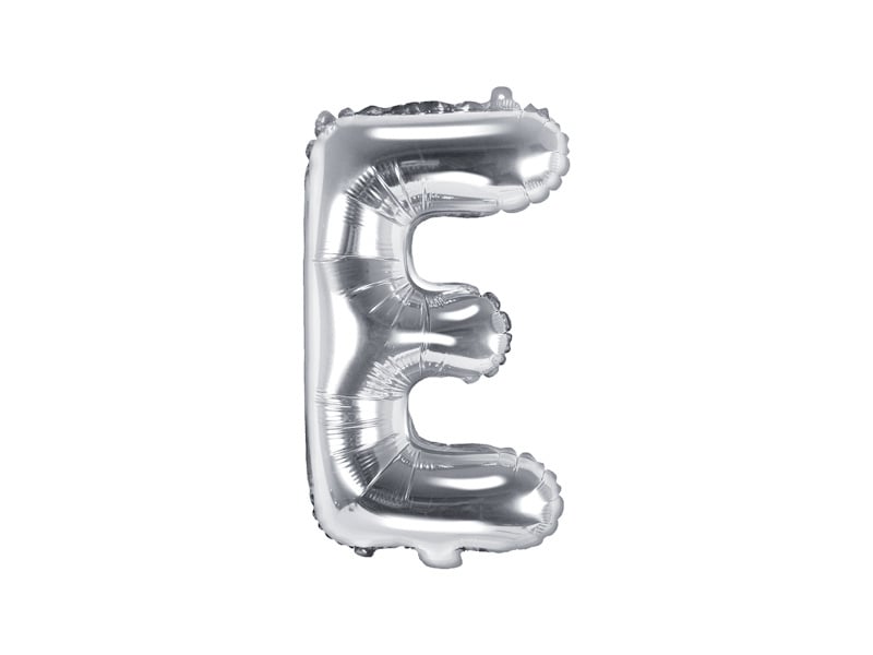 Folie Ballon Letter E Zilver Leeg 35cm