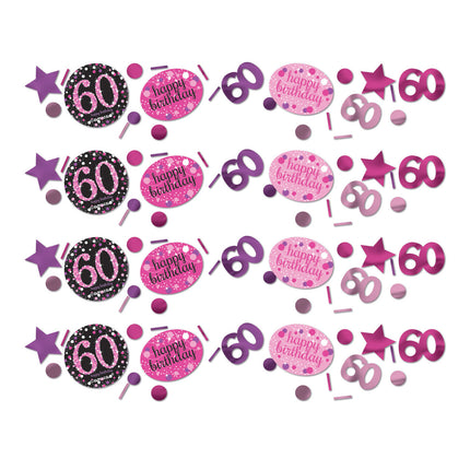 Tafelconfetti 60 Jaar Happy Birthday Roze 34gr