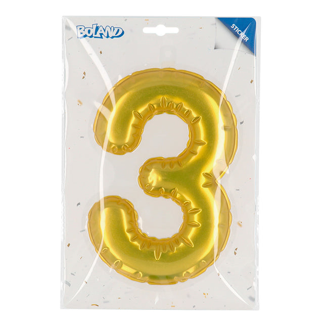 Gouden 3 Jaar Stickers Folieballon 20cm