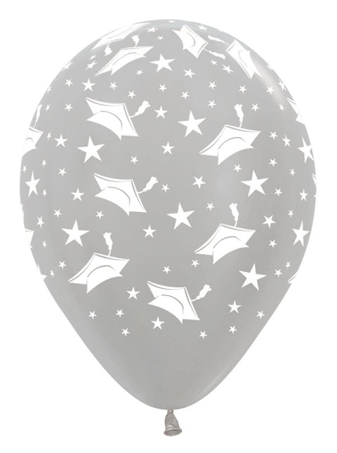 Ballonnen Graduation Hats Silver 30cm 25st