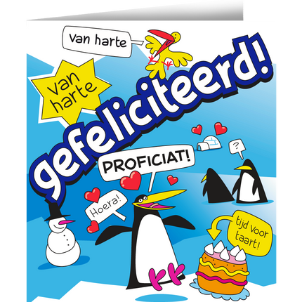 Verjaardagskaart Gefeliciteerd Cartoon 16,5cm