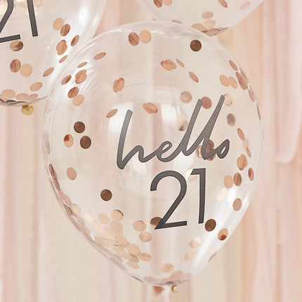 Rose Gouden Confetti Ballonnen 21 Jaar 30cm 5st