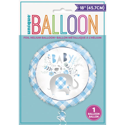 Helium Ballon Baby Olifant Blauw 45cm leeg