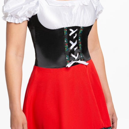 Dirndl Jurk Oktoberfest Rood Witte Strik