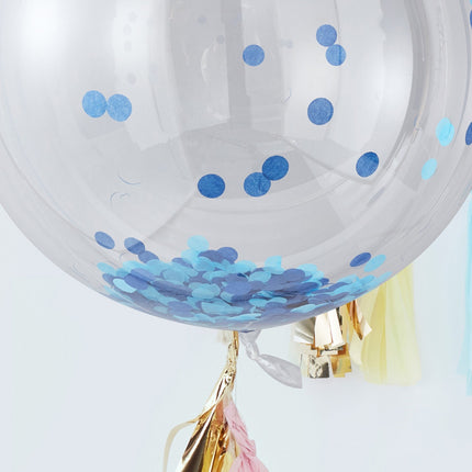 Blauw Confetti Ballon 91cm