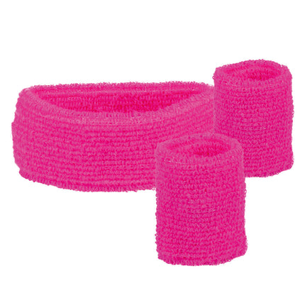 Zweetbandjes Set Neon Roze 3 delig