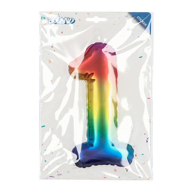 Regenboog 1 Jaar Stickers Folieballon 20cm