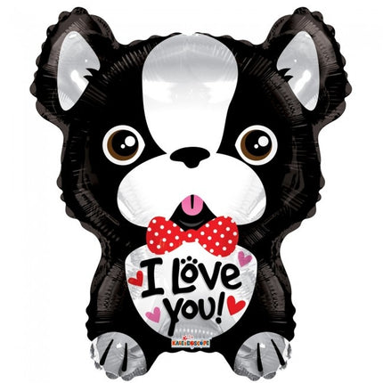 Helium Ballon Valentijn Hond I Love You 45cm leeg