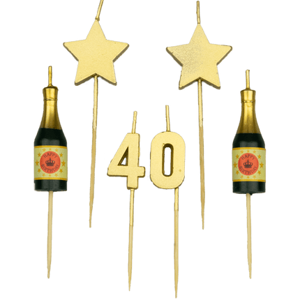 Kaarsjes 40 Jaar Champagne 17,5cm