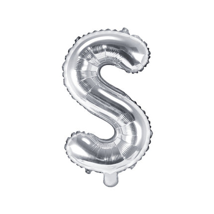 Folie Ballon Letter S Zilver Leeg 35cm