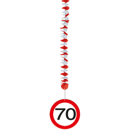 Hangdecoratie 70 Jaar Verkeersbord 75cm 3st