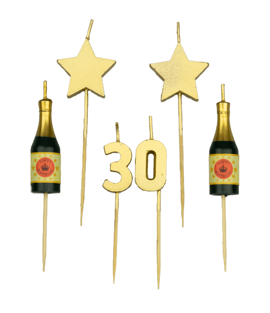 Kaarsjes 30 Jaar Champagne 17,5cm