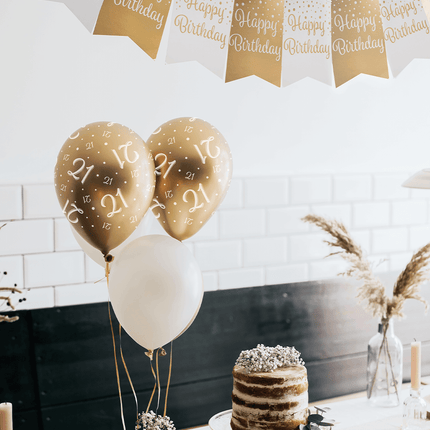 Ballonnen 70 Jaar Goud Wit 30cm 8st