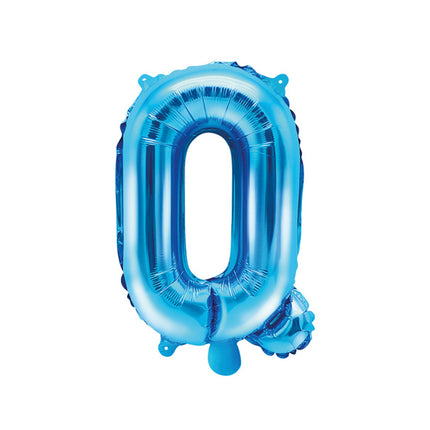 Folie Ballon Letter Q Blauw Leeg 35cm