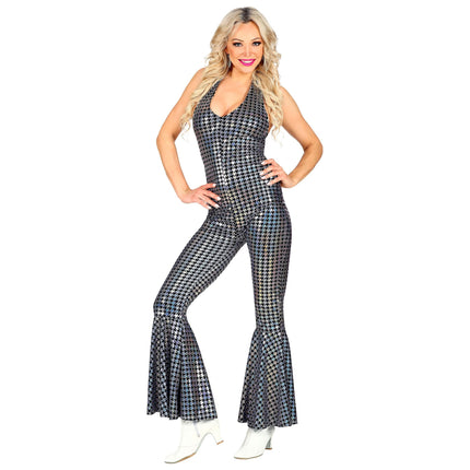 Disco 70S Jumpsuit Zilver Dames