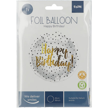 Helium Ballon Happy Birthday Stippen Leeg 45cm