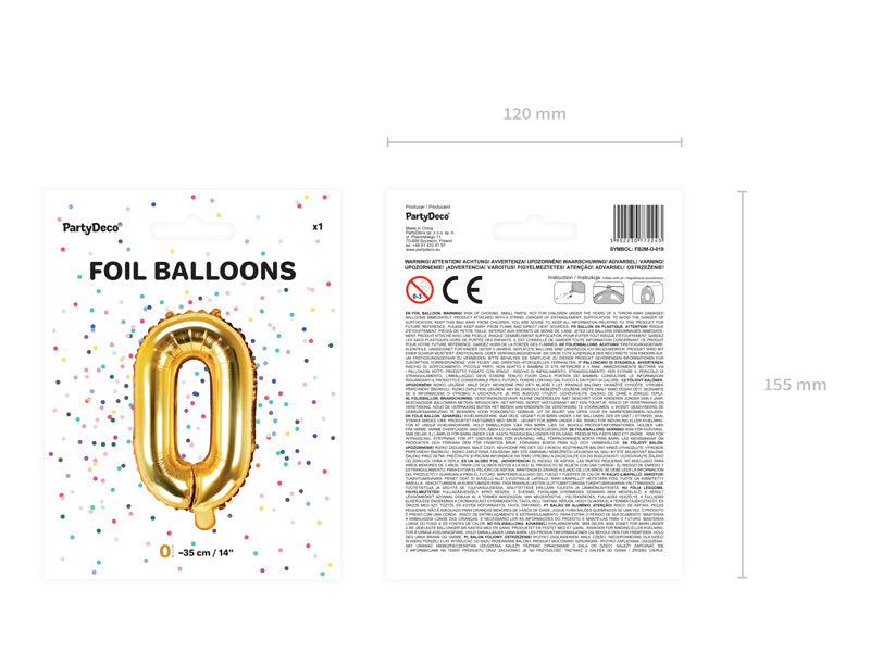 Folie Ballon Letter O Goud Leeg 35cm