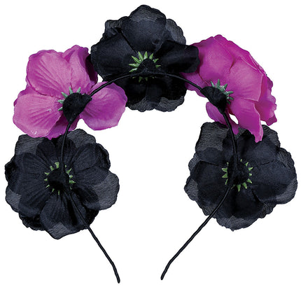 Zwarte Paarse Halloween Haarband Bloemen