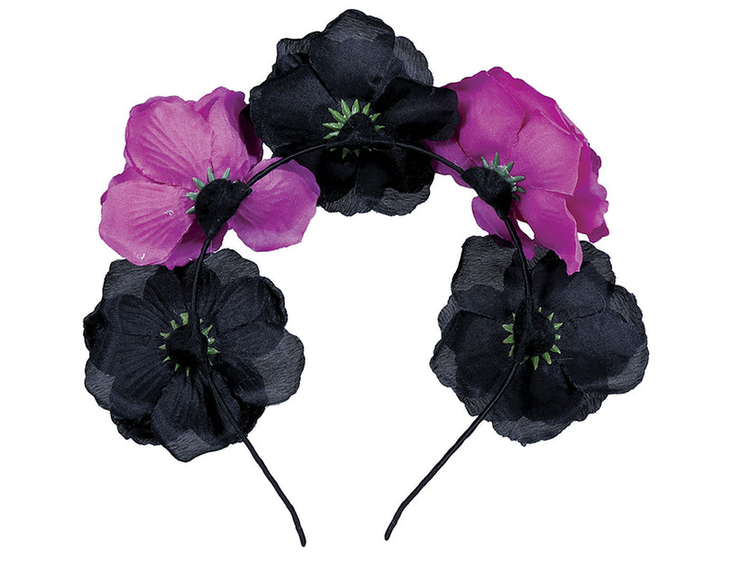 Zwarte Paarse Halloween Haarband Bloemen