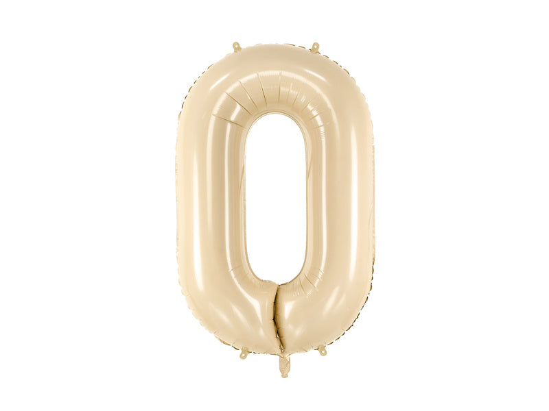 0 Jaar Cijfer Ballon Beige Leeg 72cm