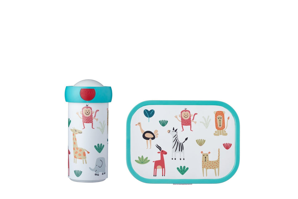 Lunchset Schoolbeker en Lunchbox Animal Friends