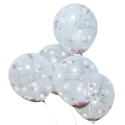 Confetti Ballonnen Team Bride Bloemen 30cm 5st