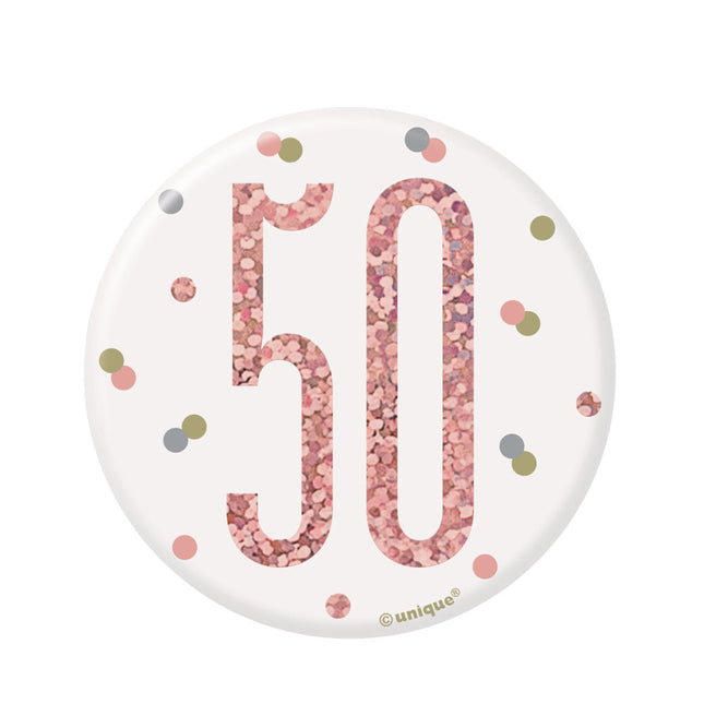 Button 50 Jaar Rose Goud 8cm